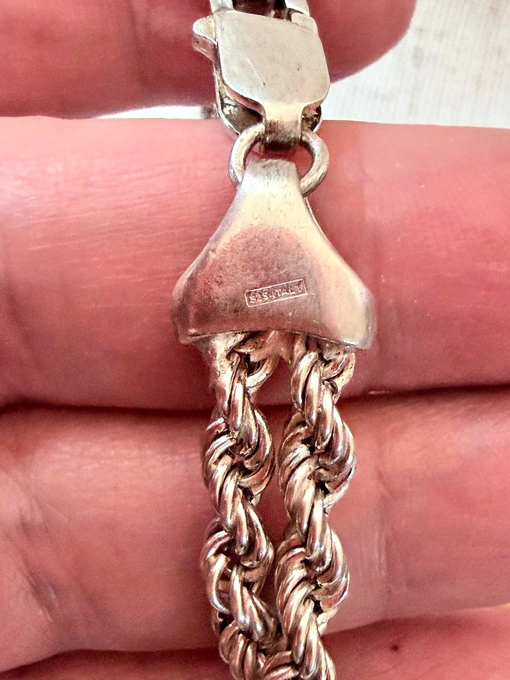 Vintage Italian Sterling Silver Double Strand Rope Chain Bracelet 925 Italy 14g - Picture 5 of 9